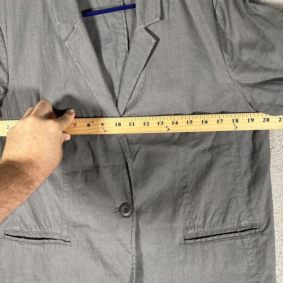 J Jill Linen Blend Blazer Women’s Size M Petite Gray Unlined Stretch Lagenlook - Picture 8 of 16